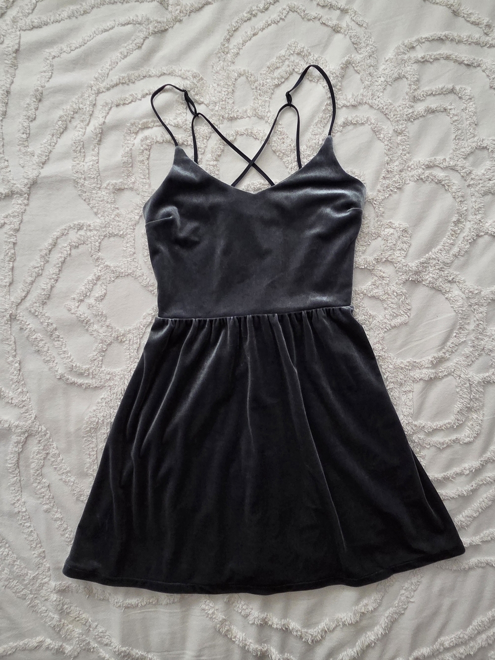 Aeropostale Green Velvet Crisscross Mini Dress